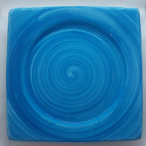 Assiette carrée grand modèle turquoise
