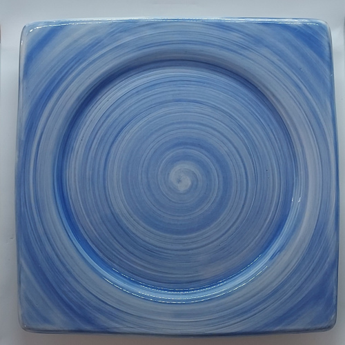 Assiette carrée grand modèle bleu tendre