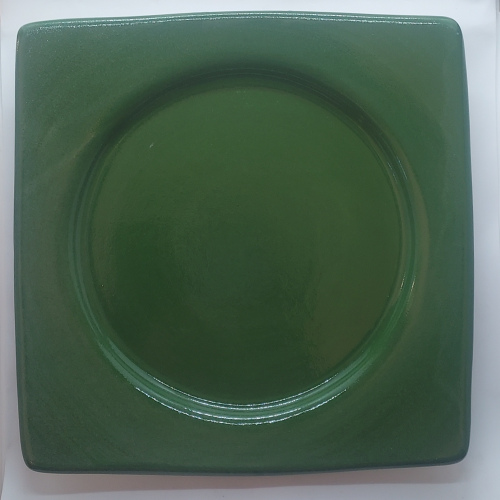 Assiette carrée grand modèle vert chrome